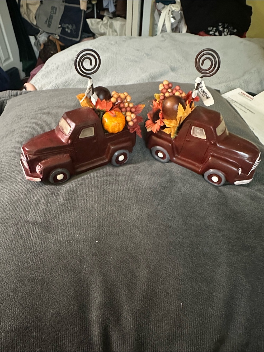 Rust Red Ceramic Pickup Truck Fall Photo/Note Holder - Home Accents quantity 2